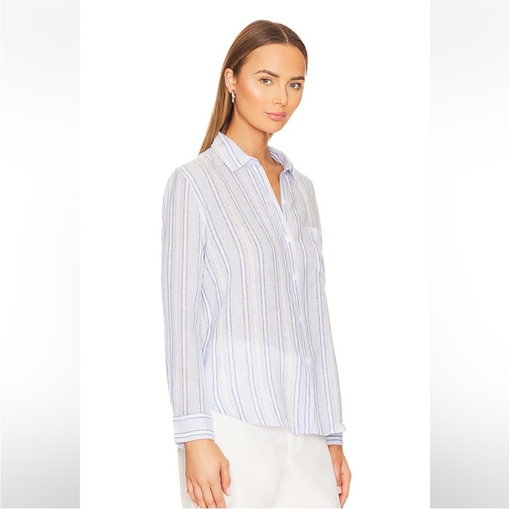 Rails Light Blue and White Striped Button Down Shirt